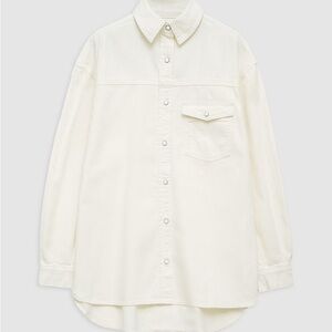 Women’s White Button-Front Long-Sleeve Shirt